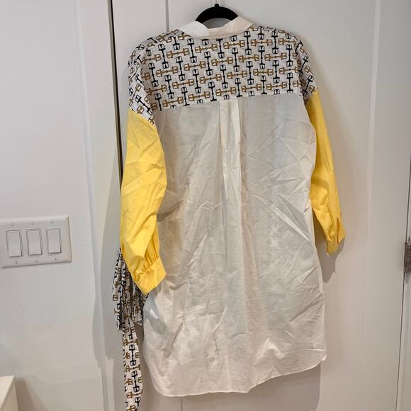 Maje Rocsi Horsebit Printed Long Sleeves Button Up Mini Shirt Dress Size XS - Picture 2 of 10